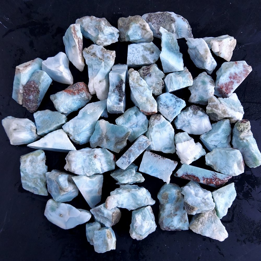 50Pcs 1147Cts Natural Blue Dominican Larimar Raw Rough Gemstone Unpolished Crystal Chunks Lot 16mm #2409