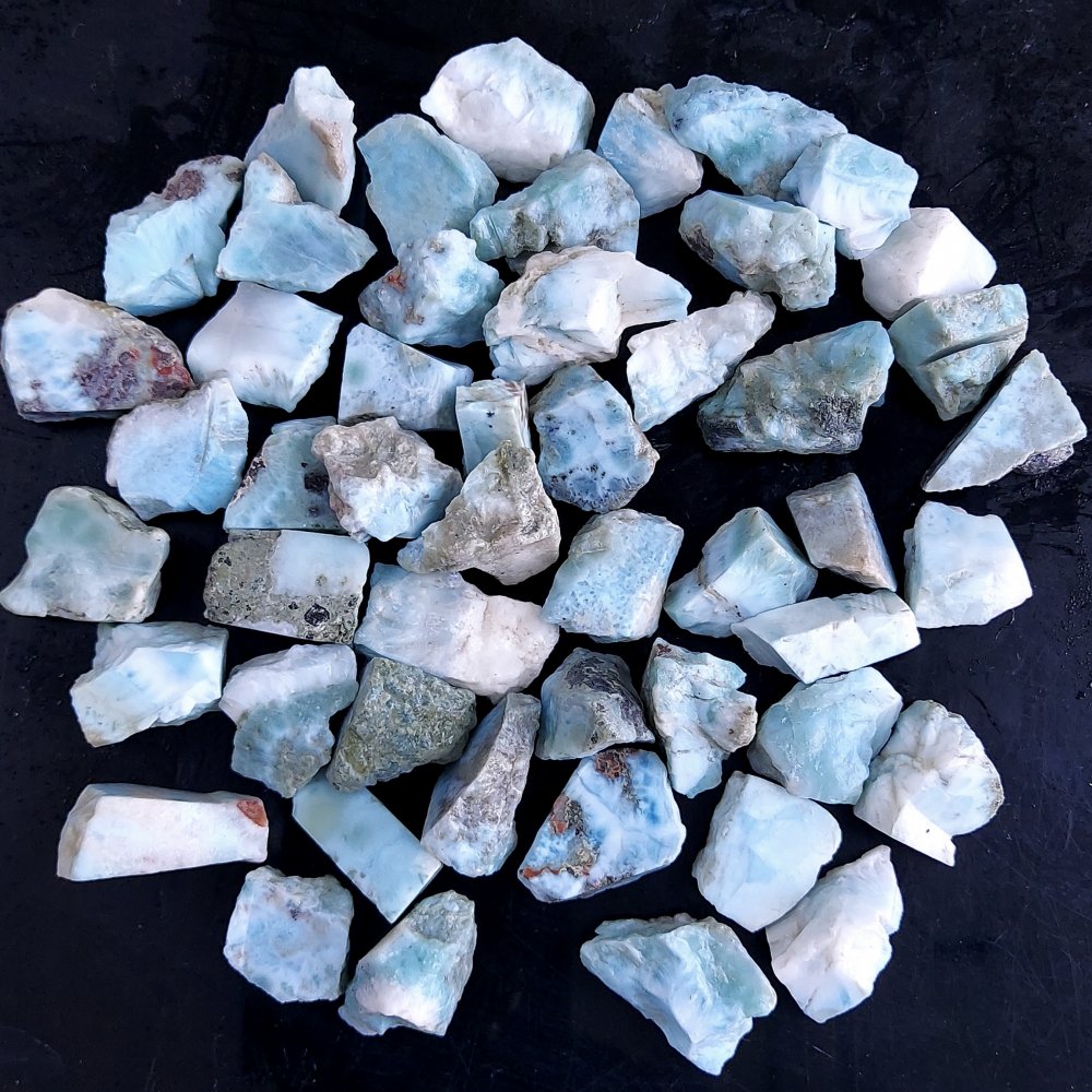 50Pcs 1198Cts Natural Blue Dominican Larimar Raw Rough Gemstone Unpolished Crystal Chunks Lot 16mm #2410
