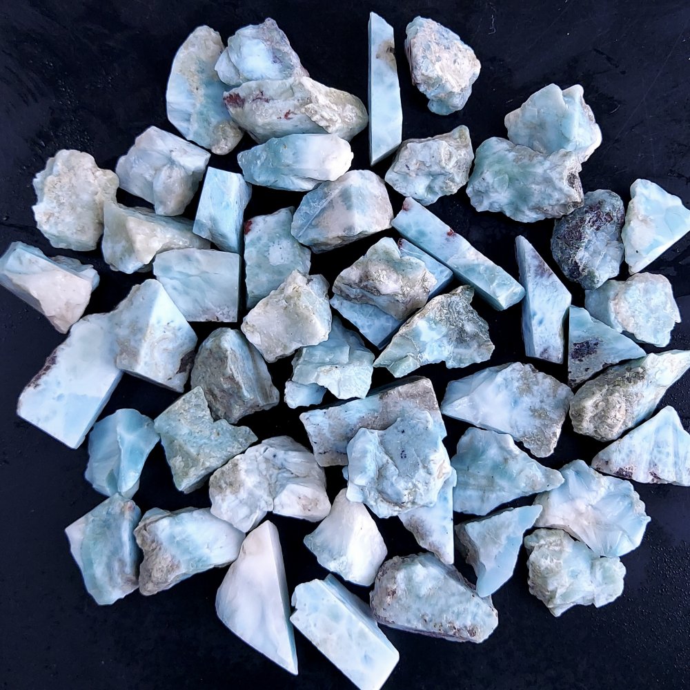 50Pcs 1092Cts Natural Blue Dominican Larimar Raw Rough Gemstone Unpolished Crystal Chunks Lot 16mm #2411