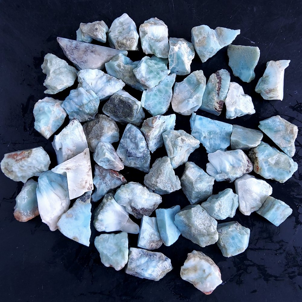 75Pcs 1331Cts Natural Blue Dominican Larimar Raw Rough Gemstone Unpolished Crystal Chunks Lot 14mm #2413