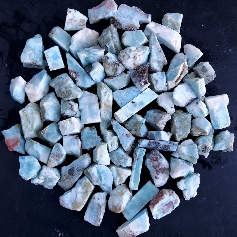 75Pcs 1106Cts Natural Blue Dominican Larimar Raw Rough Gemstone Unpolished Crystal Chunks Lot 14mm #2415