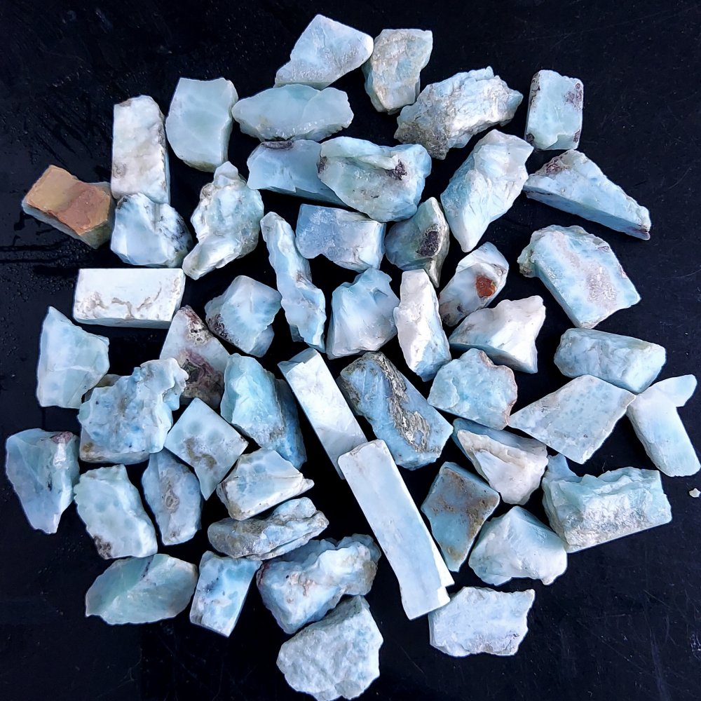 75Pcs 1173Cts Natural Blue Dominican Larimar Raw Rough Gemstone Unpolished Crystal Chunks Lot 14mm #2416