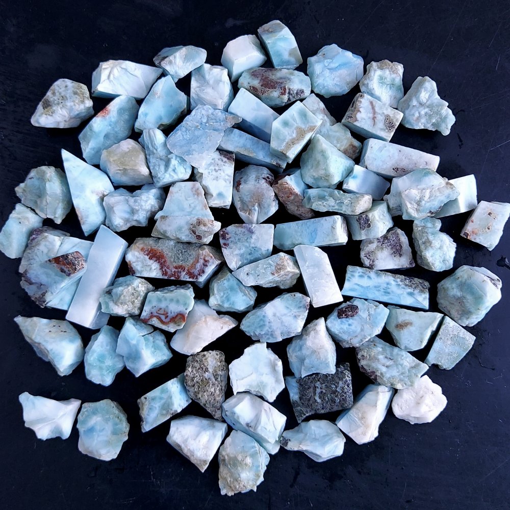75Pcs 1323Cts Natural Blue Dominican Larimar Raw Rough Gemstone Unpolished Crystal Chunks Lot 14mm #2417