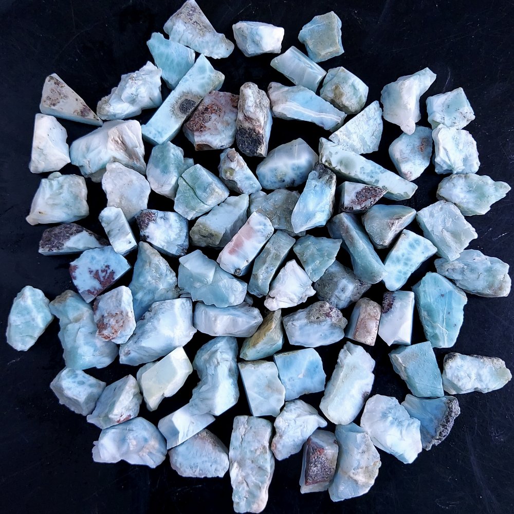 75Pcs 1186Cts Natural Blue Dominican Larimar Raw Rough Gemstone Unpolished Crystal Chunks Lot 14mm #2418