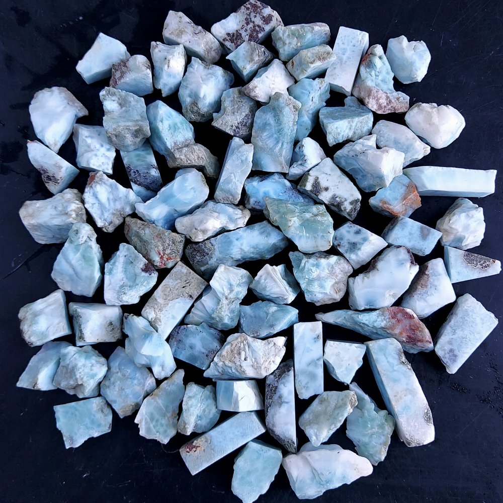 75Pcs 1233Cts Natural Blue Dominican Larimar Raw Rough Gemstone Unpolished Crystal Chunks Lot 14mm #2419