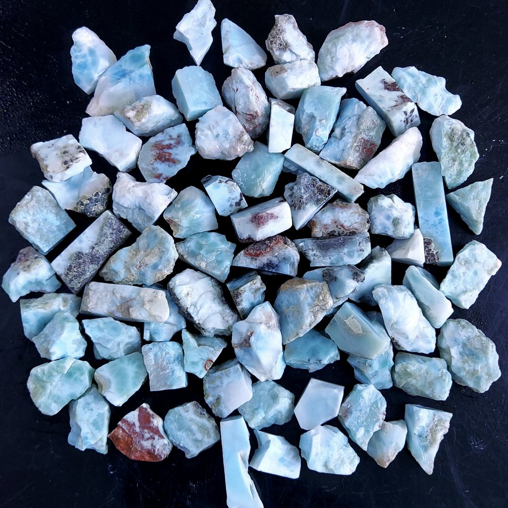 75Pcs 1276Cts Natural Blue Dominican Larimar Raw Rough Gemstone Unpolished Crystal Chunks Lot 14mm #2420
