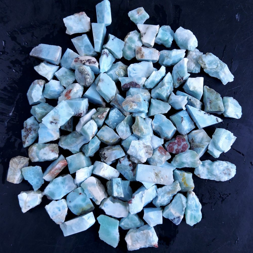 100Pcs 1068Cts Natural Blue Dominican Larimar Raw Rough Gemstone Unpolished Crystal Chunks Lot 12mm #2425