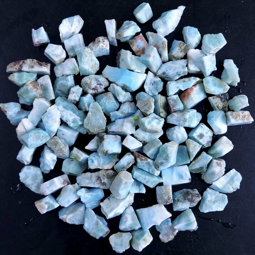 100Pcs 1110Cts Natural Blue Dominican Larimar Raw Rough Gemstone Unpolished Crystal Chunks Lot 12mm #2428