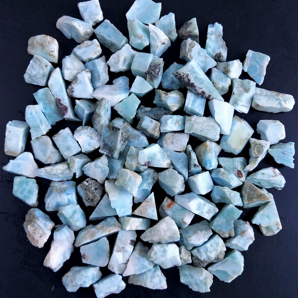 100Pcs 1109Cts Natural Blue Dominican Larimar Raw Rough Gemstone Unpolished Crystal Chunks Lot 12mm #2429