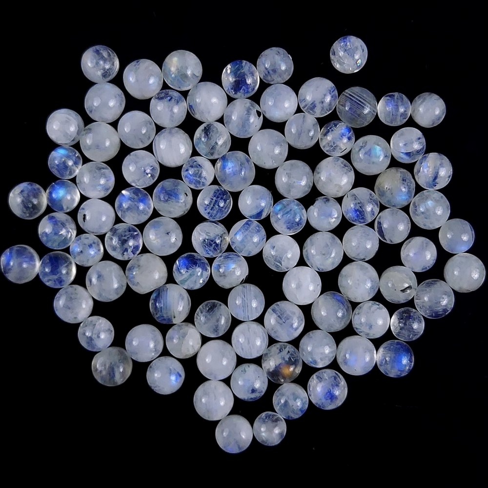94Pcs Lot 66Cts Natural Rainbow Moonstone Calibrated Round Shape Cabochon Lot  Loose Gemstones For Jewelry Making  3x3mm#G-243