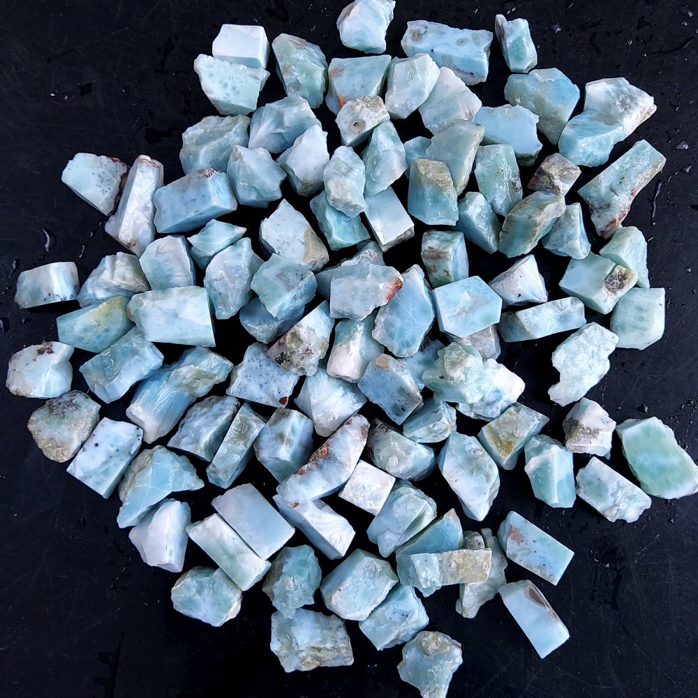 100Pcs 1105Cts Natural Blue Dominican Larimar Raw Rough Gemstone Unpolished Crystal Chunks Lot 12mm #2436