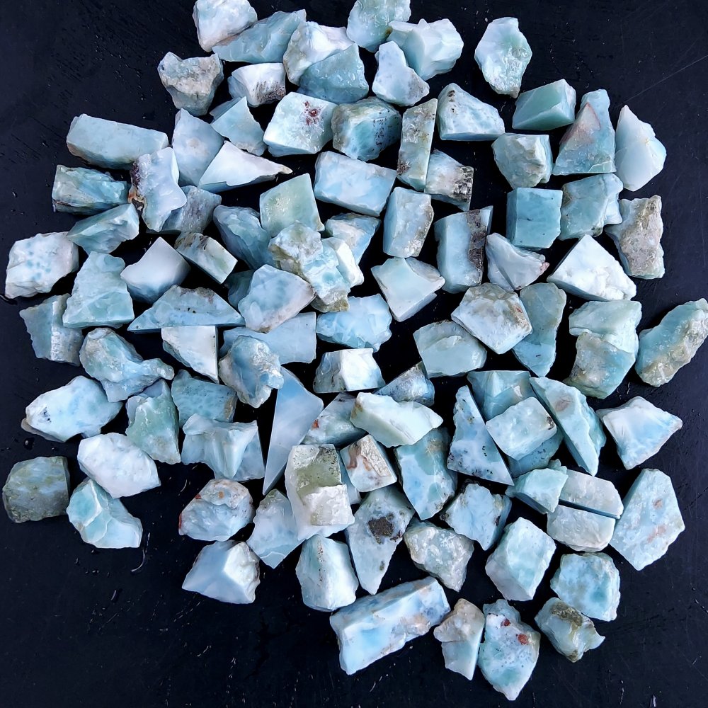 100Pcs 1107Cts Natural Blue Dominican Larimar Raw Rough Gemstone Unpolished Crystal Chunks Lot 12mm #2437