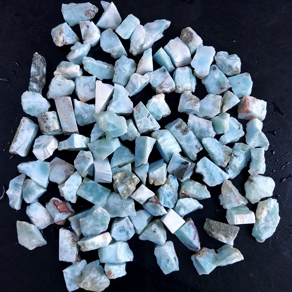 100Pcs 1028Cts Natural Blue Dominican Larimar Raw Rough Gemstone Unpolished Crystal Chunks Lot 12mm #2438