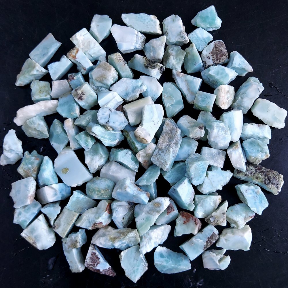 100Pcs 1012Cts Natural Blue Dominican Larimar Raw Rough Gemstone Unpolished Crystal Chunks Lot 12mm #2440