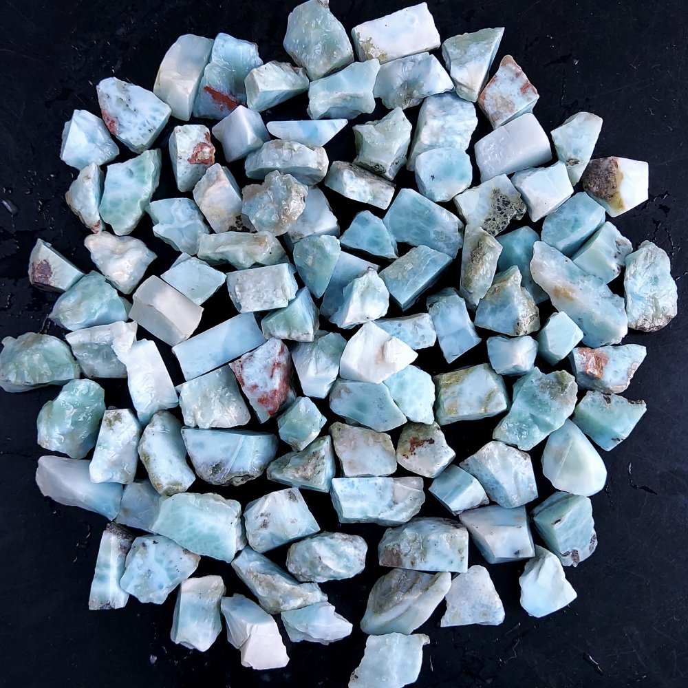 100Pcs 1092Cts Natural Blue Dominican Larimar Raw Rough Gemstone Unpolished Crystal Chunks Lot 12mm #2441