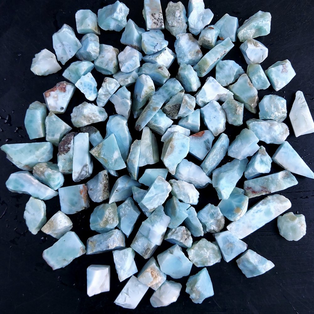 100Pcs 1106Cts Natural Blue Dominican Larimar Raw Rough Gemstone Unpolished Crystal Chunks Lot 12mm #2443