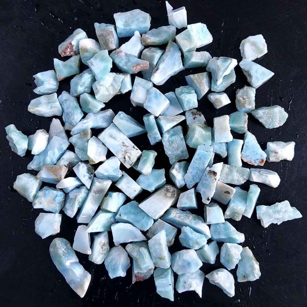 100Pcs 629Cts Natural Blue Dominican Larimar Raw Rough Gemstone Unpolished Crystal Chunks Lot 10mm #2451