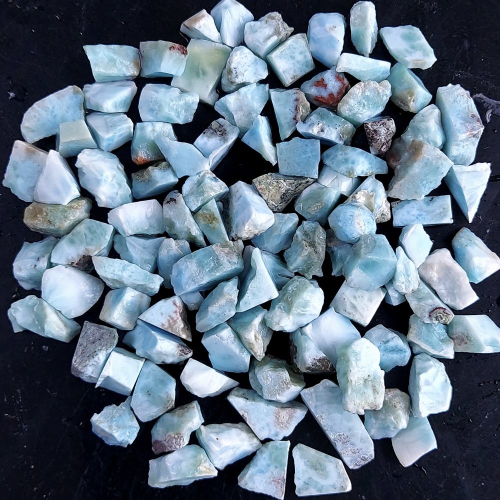 134Pcs 501Cts Natural Blue Dominican Larimar Raw Rough Gemstone Unpolished Crystal Chunks Lot 8mm #2465