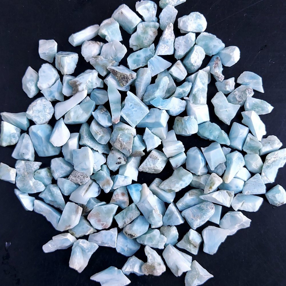 145Pcs 497Cts Natural Blue Dominican Larimar Raw Rough Gemstone Unpolished Crystal Chunks Lot 8mm #2466