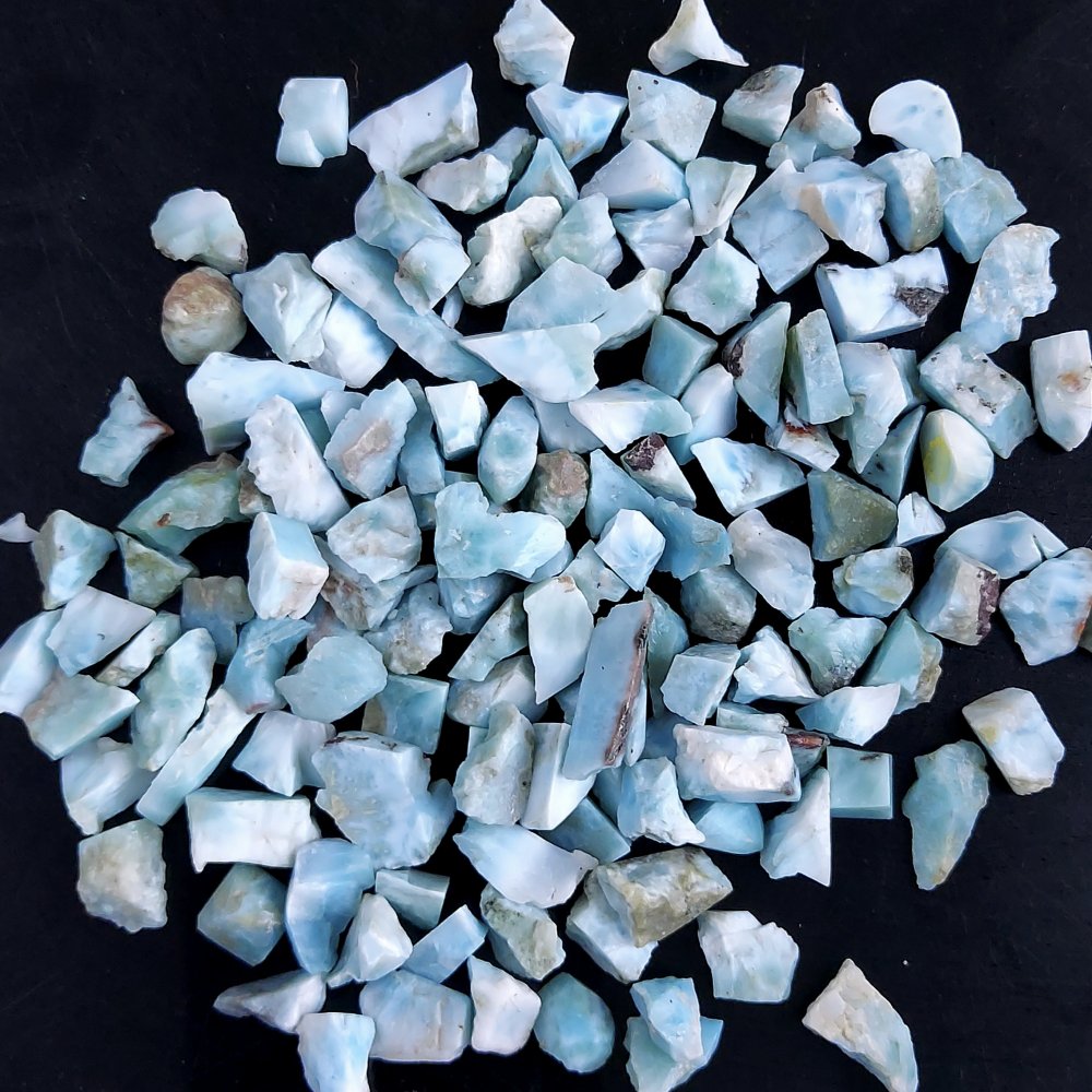 145Pcs 503Cts Natural Blue Dominican Larimar Raw Rough Gemstone Unpolished Crystal Chunks Lot 8mm #2467