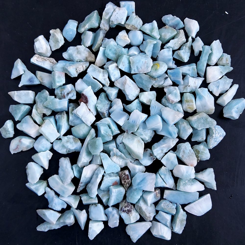 146Pcs 498Cts Natural Blue Dominican Larimar Raw Rough Gemstone Unpolished Crystal Chunks Lot 8mm #2468