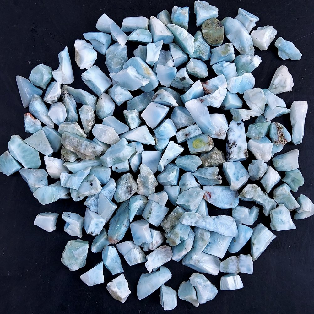 134Pcs 503Cts Natural Blue Dominican Larimar Raw Rough Gemstone Unpolished Crystal Chunks Lot 8mm #2470