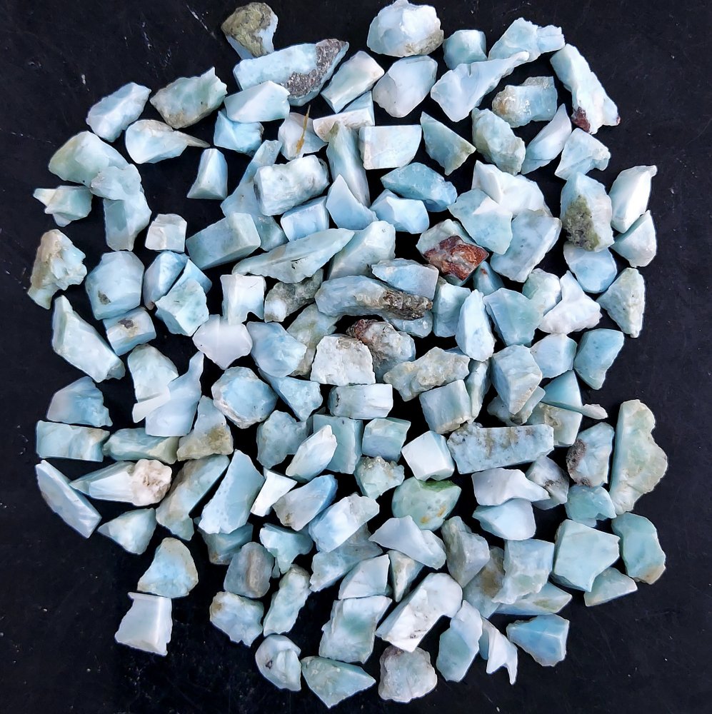 136Pcs 504Cts Natural Blue Dominican Larimar Raw Rough Gemstone Unpolished Crystal Chunks Lot 8mm #2471