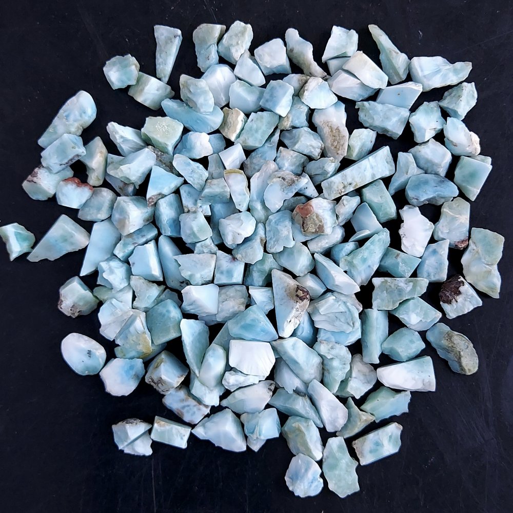 146Pcs 501Cts Natural Blue Dominican Larimar Raw Rough Gemstone Unpolished Crystal Chunks Lot 8mm #2475