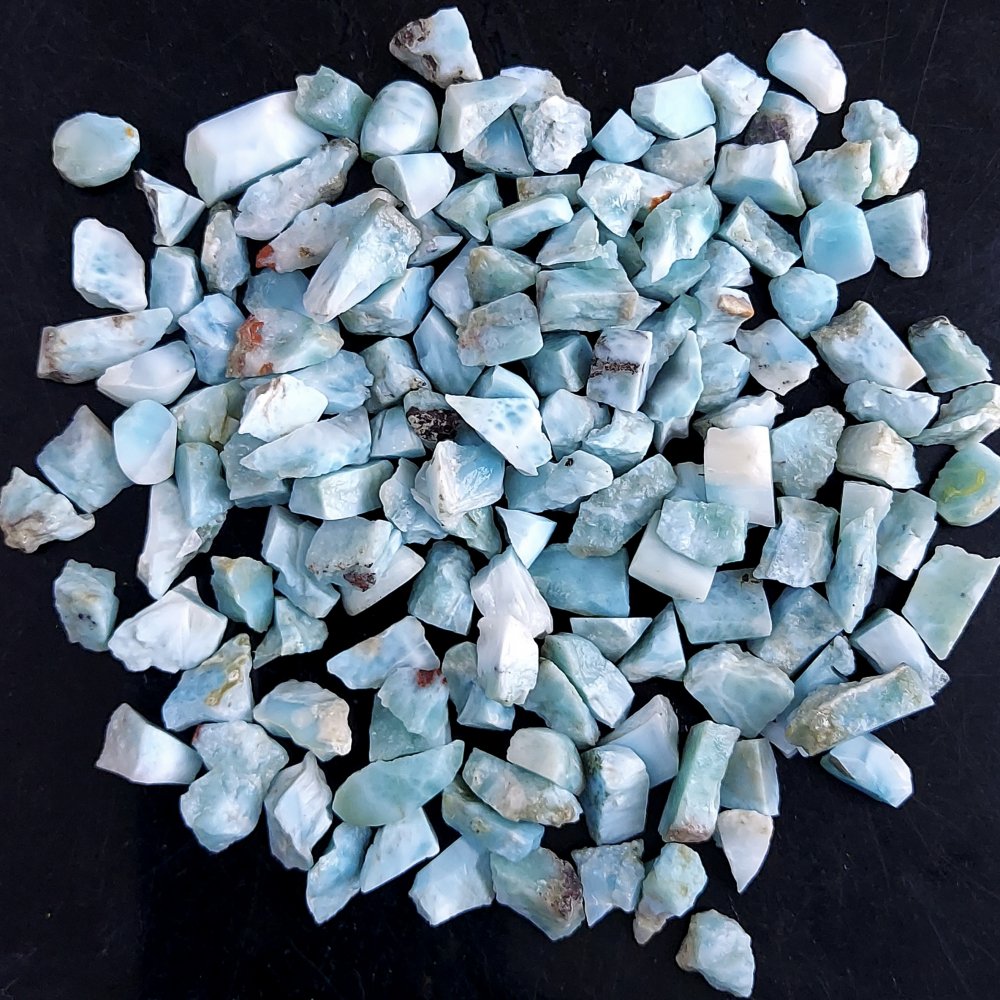151Pcs 498Cts Natural Blue Dominican Larimar Raw Rough Gemstone Unpolished Crystal Chunks Lot 8mm #2476