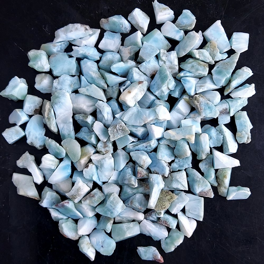 137Pcs 502Cts Natural Blue Dominican Larimar Raw Rough Gemstone Unpolished Crystal Chunks Lot 8mm #2478