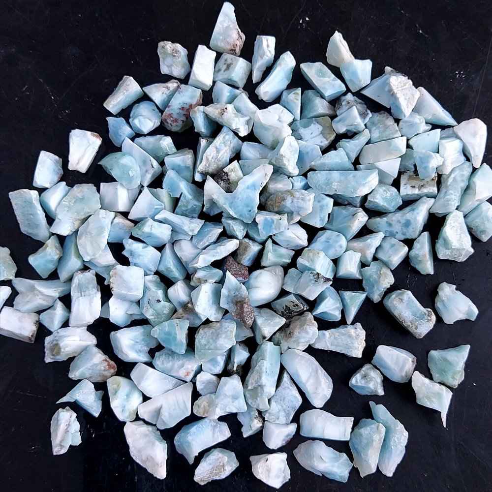 159Pcs 502Cts Natural Blue Dominican Larimar Raw Rough Gemstone Unpolished Crystal Chunks Lot 8mm #2480