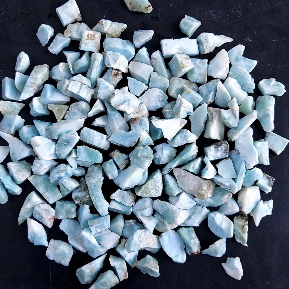 145Pcs 507Cts Natural Blue Dominican Larimar Raw Rough Gemstone Unpolished Crystal Chunks Lot 8mm #2481