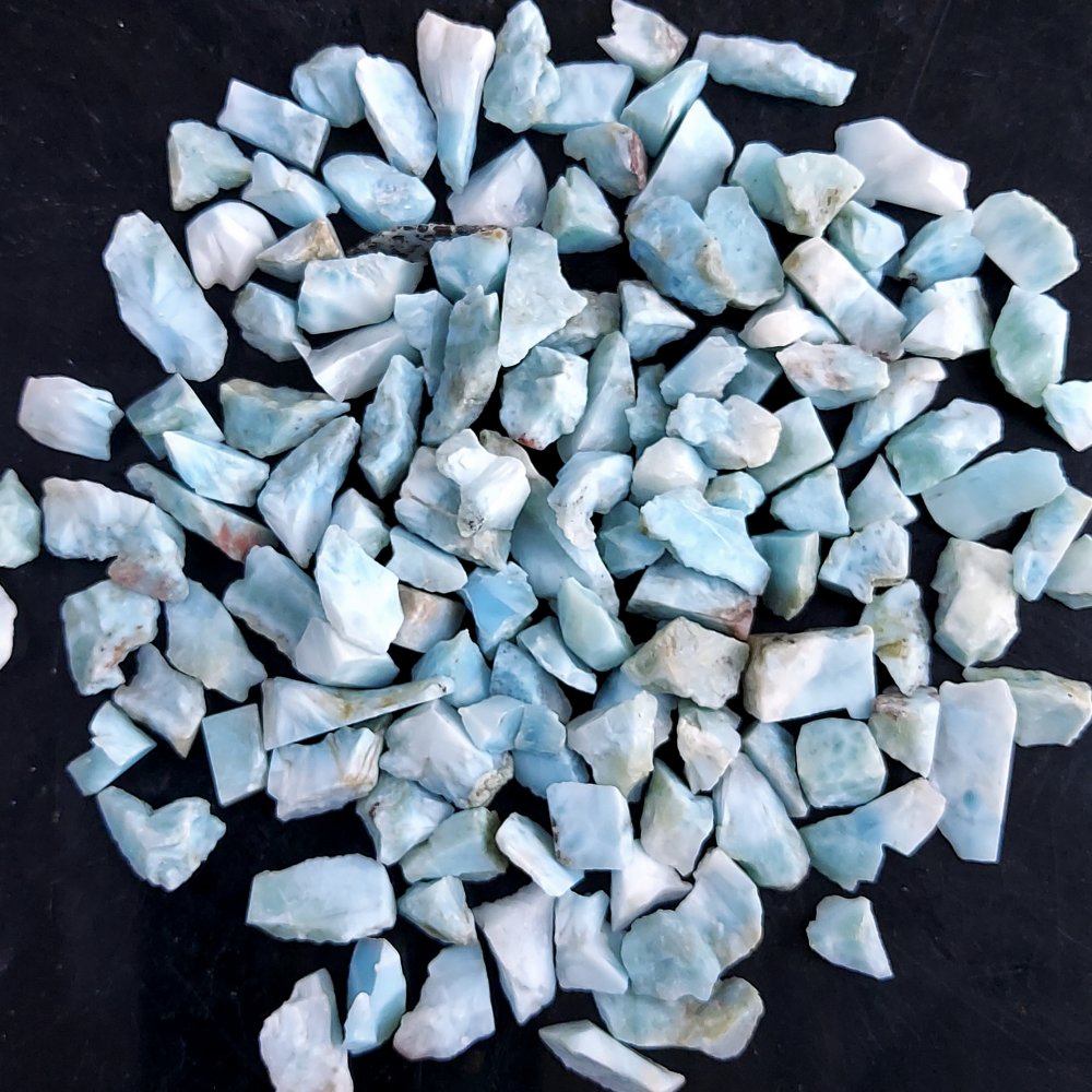 131Pcs 493Cts Natural Blue Dominican Larimar Raw Rough Gemstone Unpolished Crystal Chunks Lot 8mm #2482