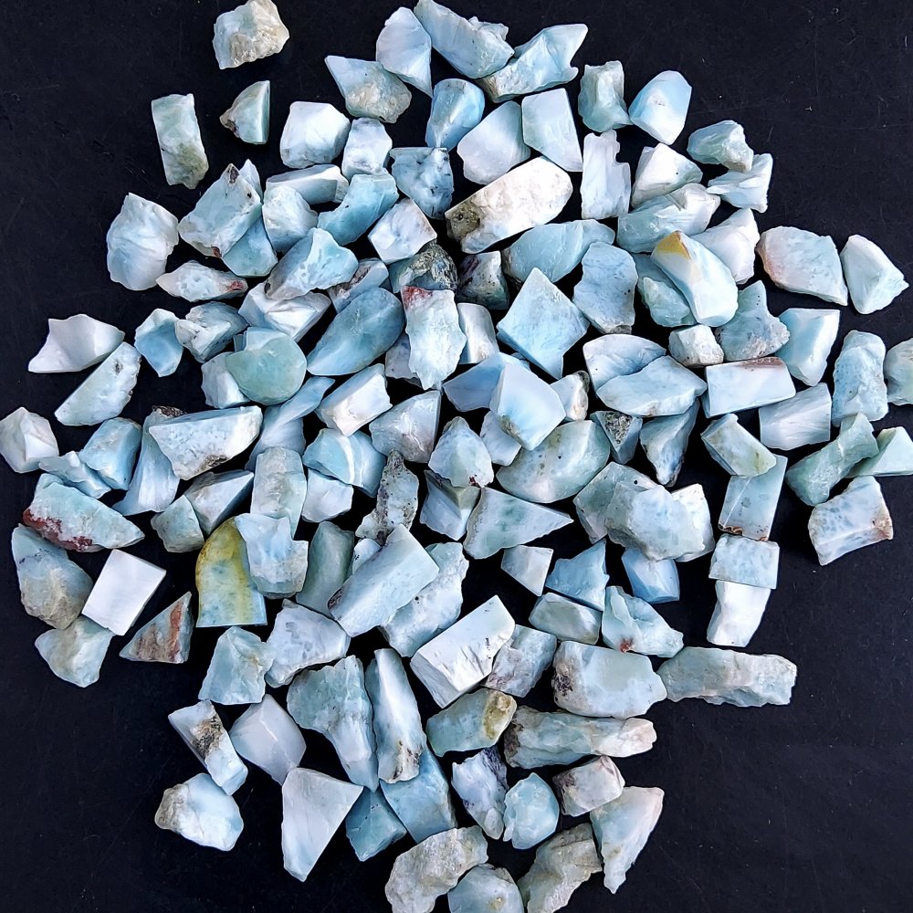 133Pcs 507Cts Natural Blue Dominican Larimar Raw Rough Gemstone Unpolished Crystal Chunks Lot 8mm #2483
