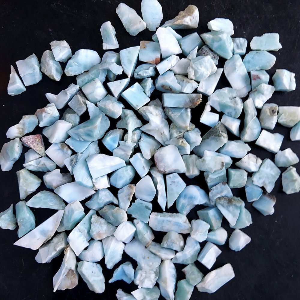 137Pcs 502Cts Natural Blue Dominican Larimar Raw Rough Gemstone Unpolished Crystal Chunks Lot 8mm #2484