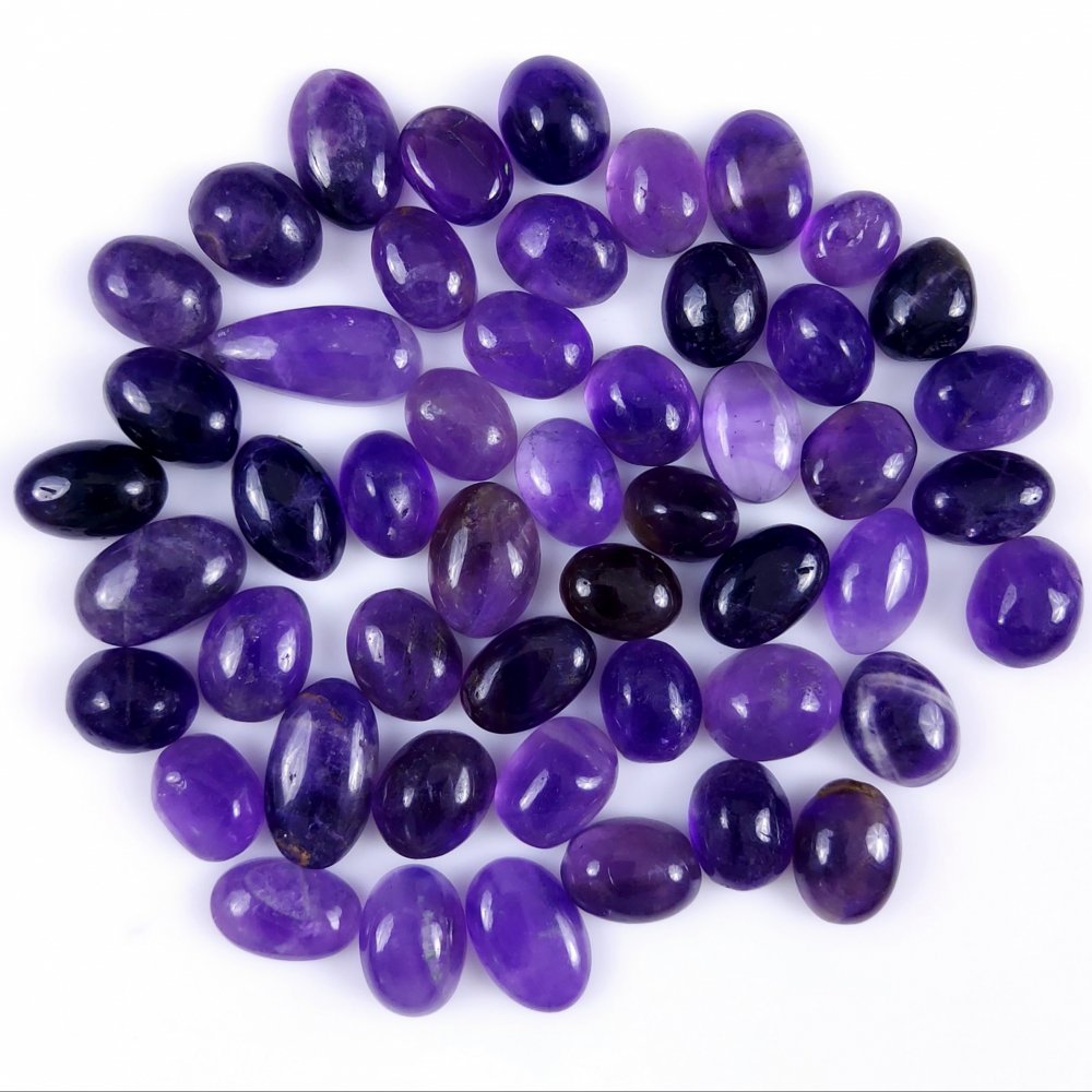 50Pcs Lot 408Cts Natural Purple Amethyst Mix Shape Cabochon Lot  Loose Gemstones Crystal For Jewelry Making  15x8 10x7mm#G-250