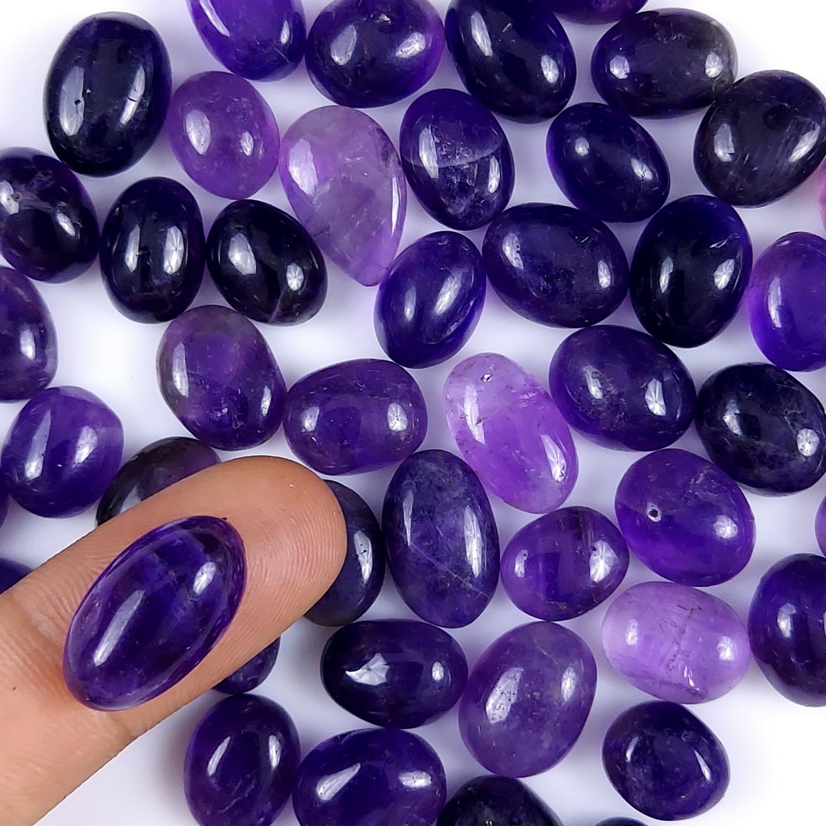 51Pcs Lot 412Cts Natural Purple Amethyst Mix Shape Cabochon Lot  Loose Gemstones Crystal For Jewelry Making  13x7 10x7mm#G-252
