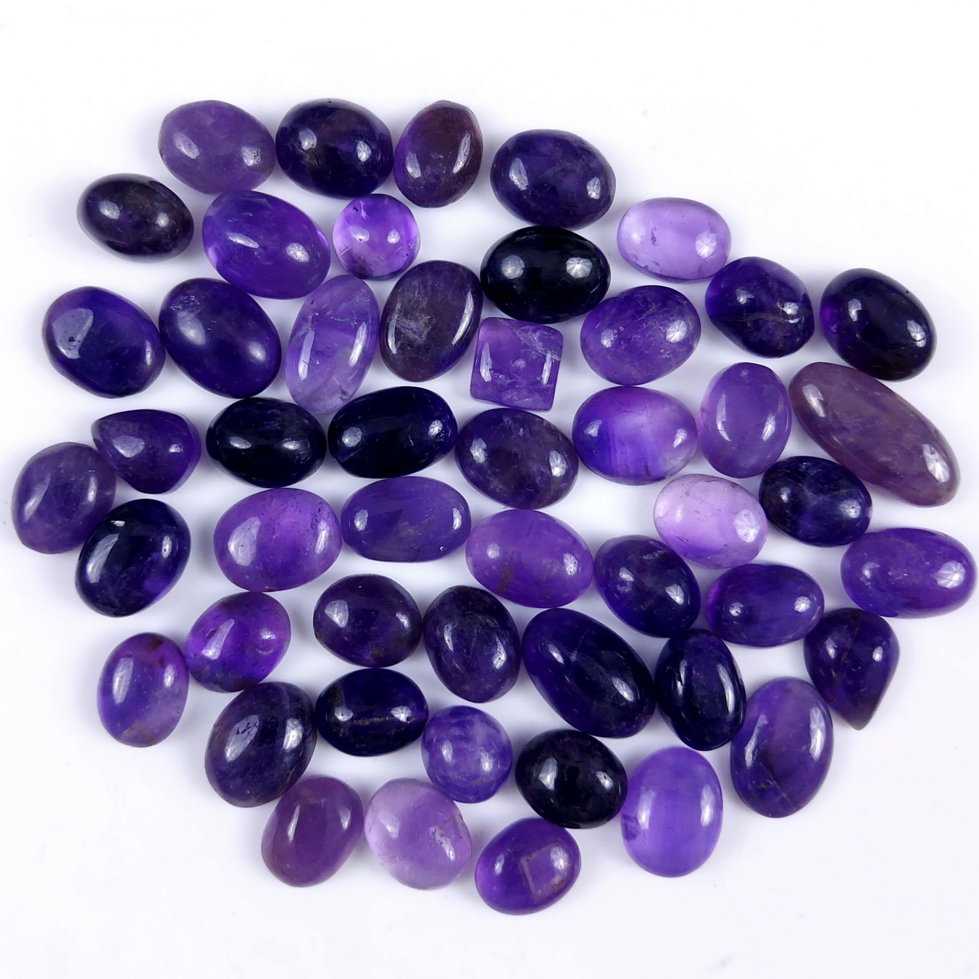 50Pcs Lot 377Cts Natural Purple Amethyst Mix Shape Cabochon Lot  Loose Gemstones Crystal For Jewelry Making  20x8 10x7mm#G-253