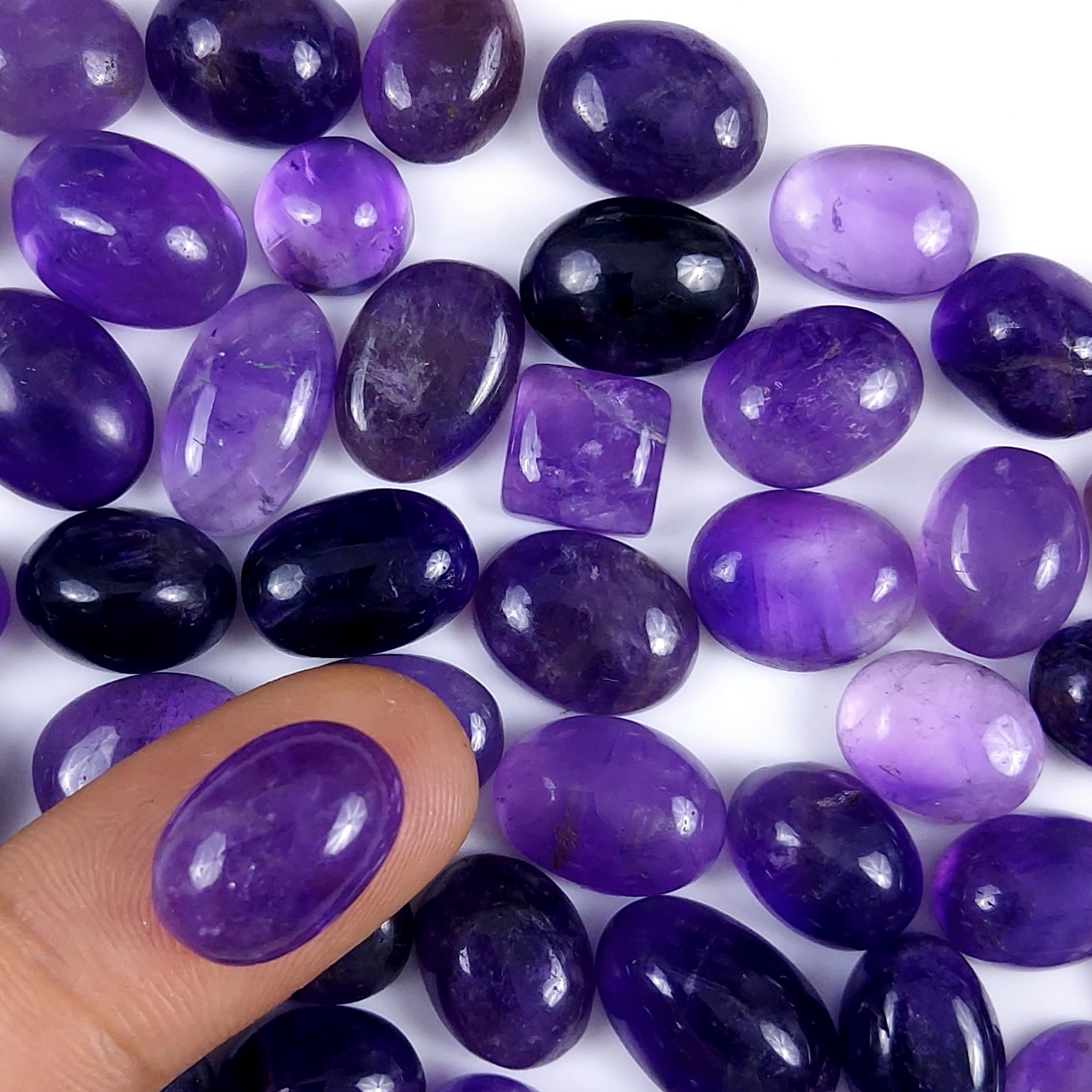 50Pcs Lot 377Cts Natural Purple Amethyst Mix Shape Cabochon Lot  Loose Gemstones Crystal For Jewelry Making  20x8 10x7mm#G-253