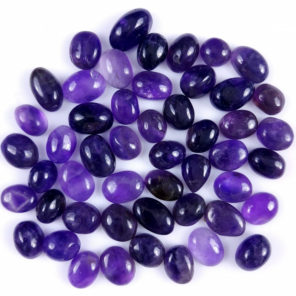 50Pcs Lot 413Cts Natural Purple Amethyst Mix Shape Cabochon Lot  Loose Gemstones Crystal For Jewelry Making  12x8 10x6mm#G-256