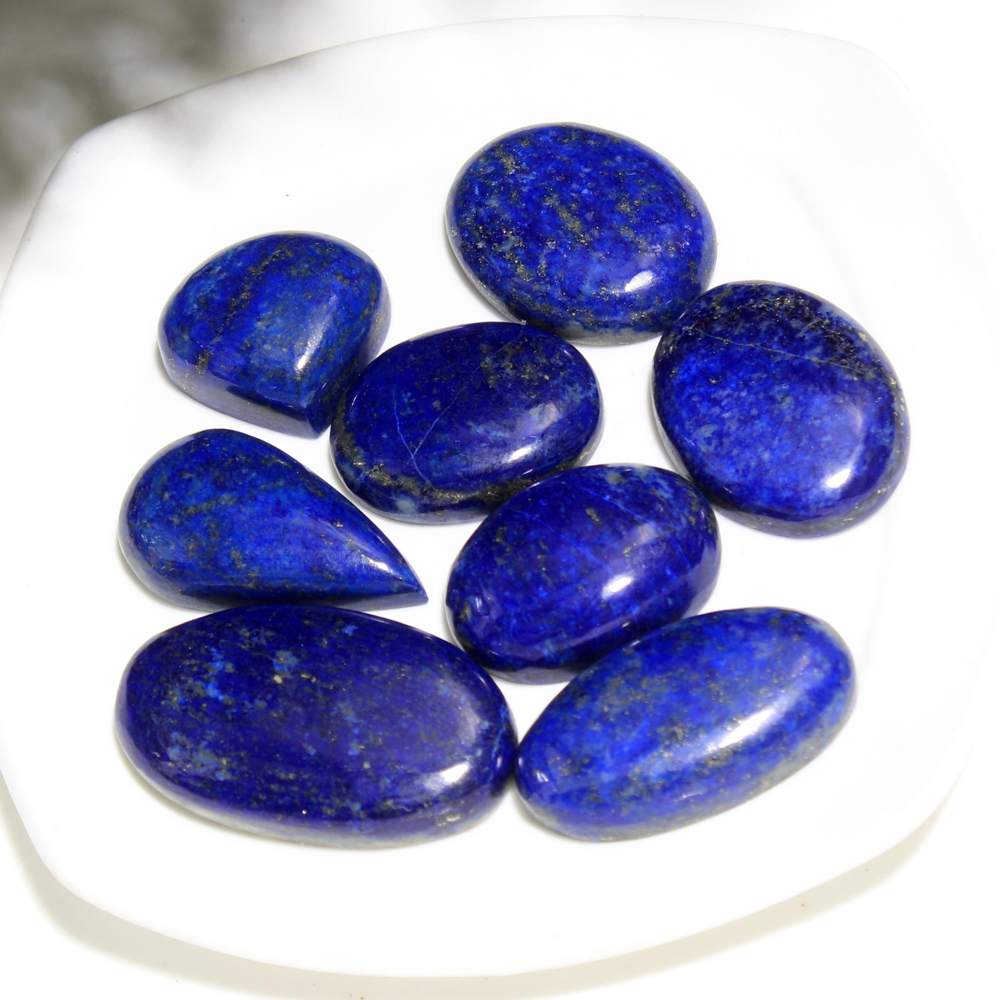 8 Pcs 264CTS Lapis Lazuli Mix Shape Cabochon Loose Gemstone Wholesale Lot Size 36x21 20x21mm