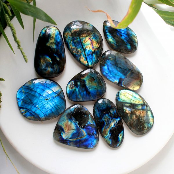 9 Pcs 1687Cts Labradorite Tumble Mix Cabochon Loose Wholesale Gemstone Lot Size 63x37 53x34mm