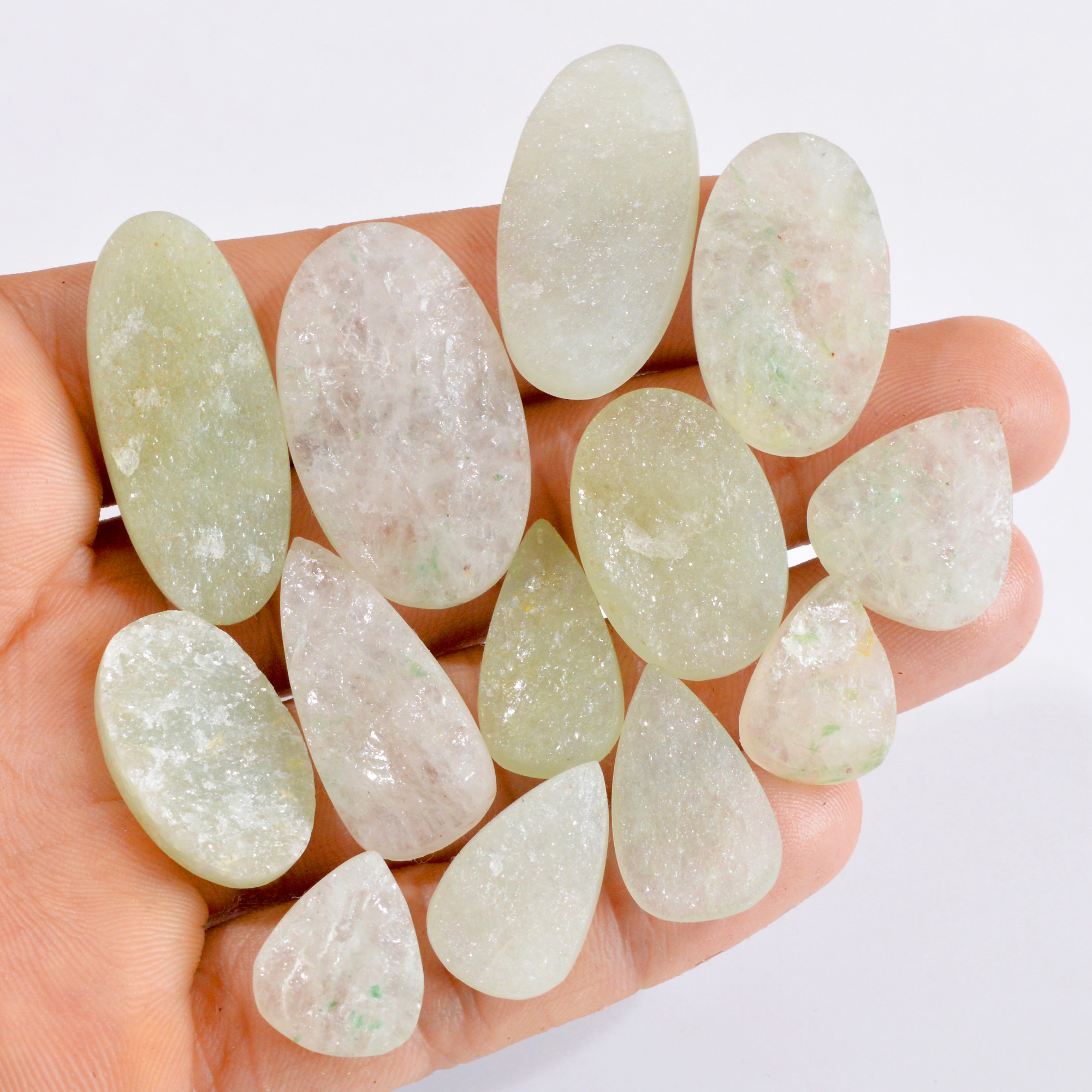 13 Pcs 258 Cts Natural Green Aventurine Druzy Gemstone Lot 17x14-34x20mm 2633