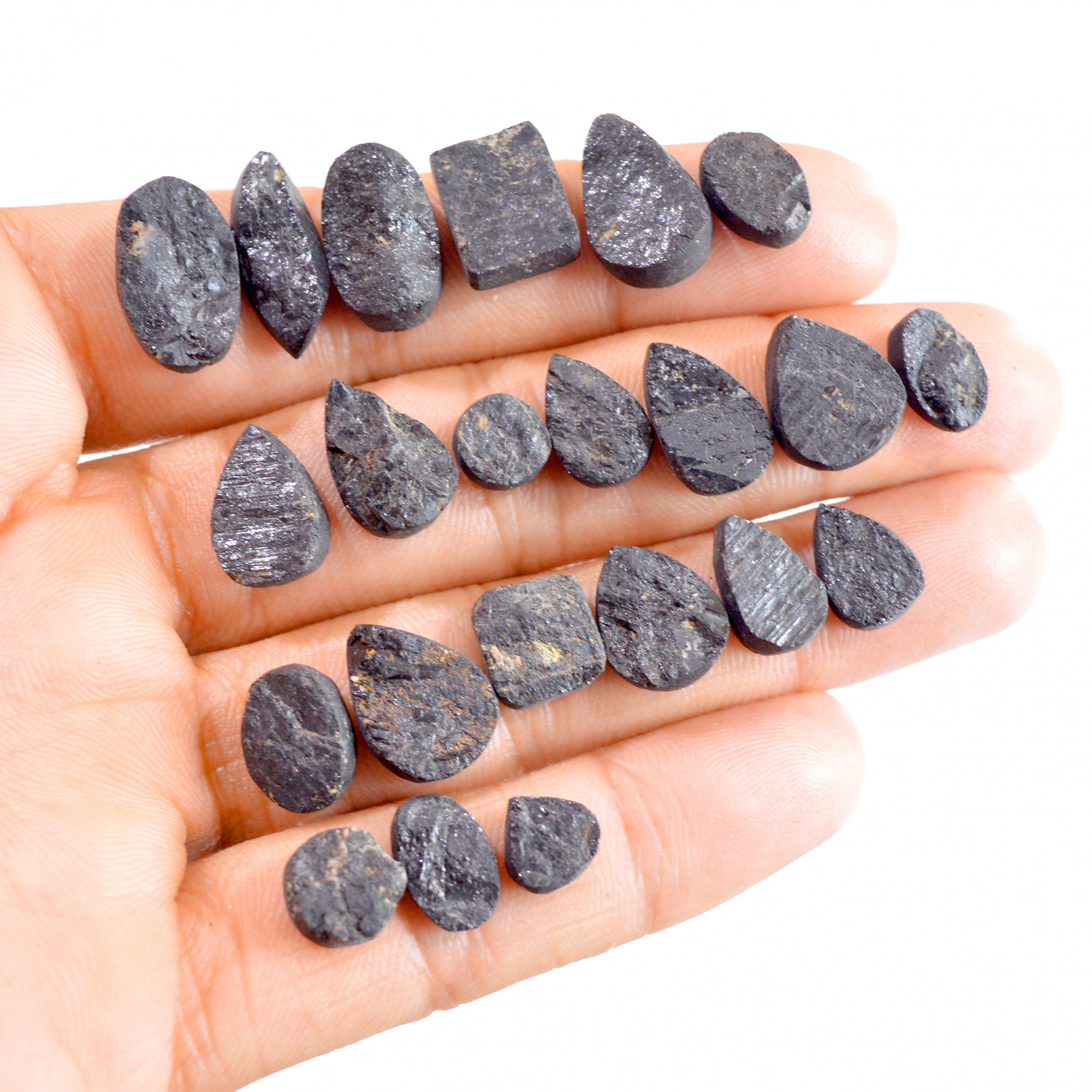 22 Pcs 115 Cts Natural Black Tourmaline Druzy Gemstone Lot 10x7-15x9mm 2640