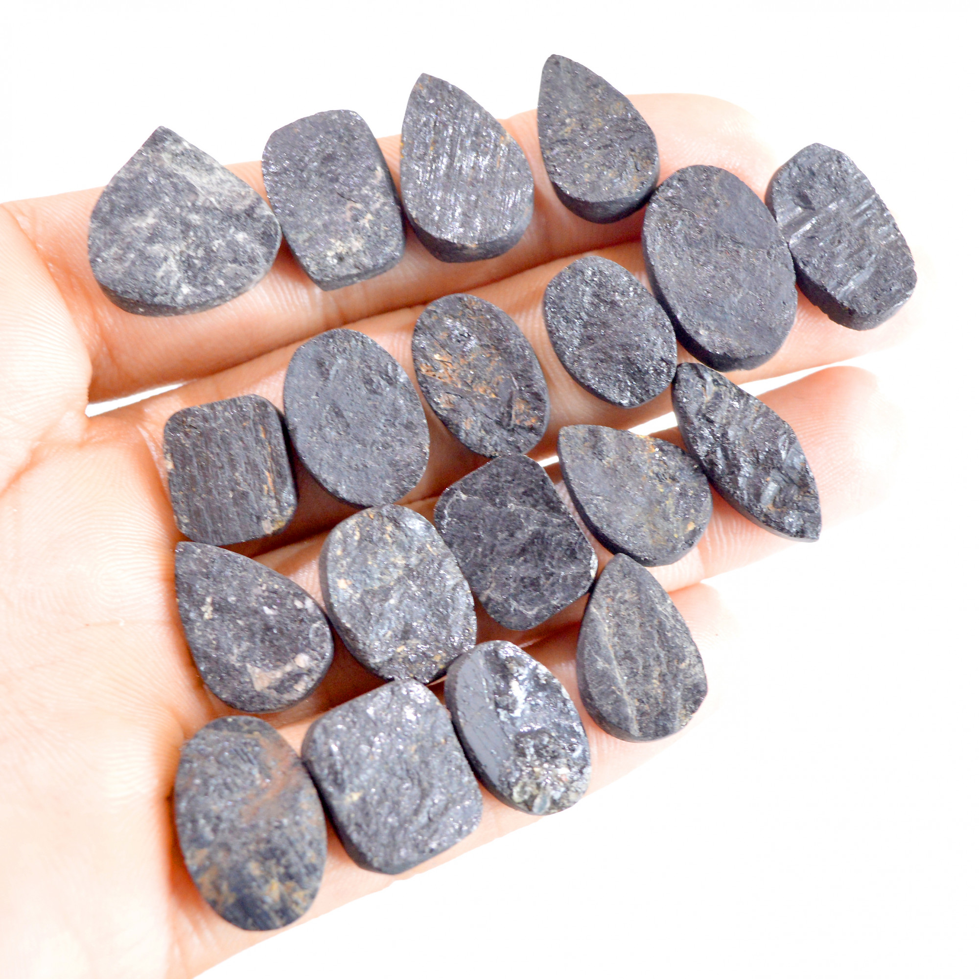 19 Pcs 220 Cts Natural Black Tourmaline Druzy Gemstone Lot 13x11-20x13mm 2641