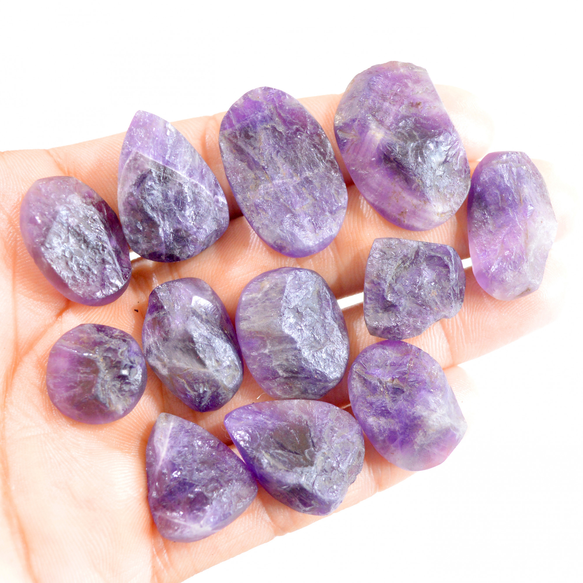 12 Pcs 287 Cts Natural Amethyst Druzy Mix Shape Gemstone Lot 16x16-30x18mm 2642