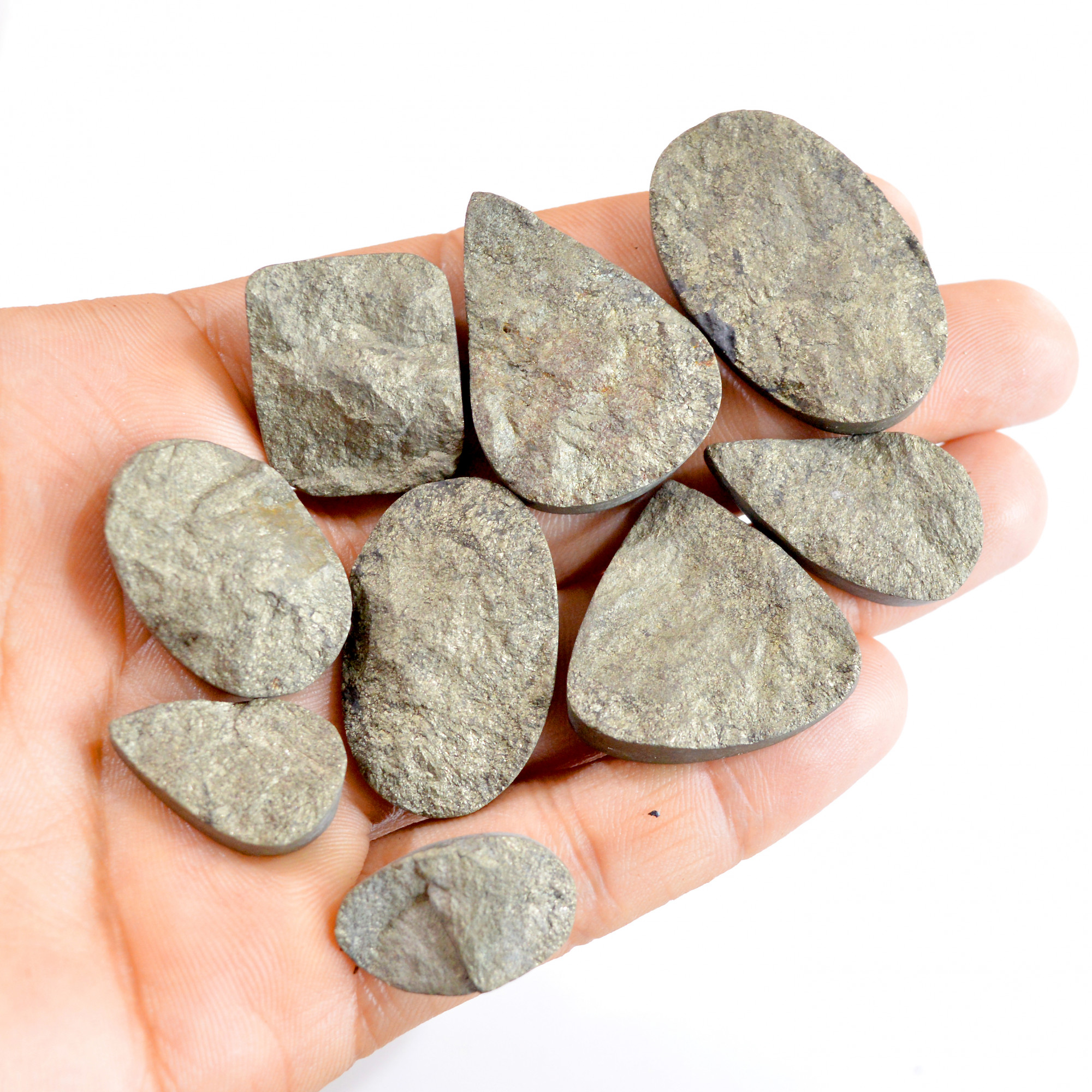 9 Pcs 585 Cts Natural Pyrite Druzy Mix Shape Loose Gemstone Lot 22x14-37x23mm 2647