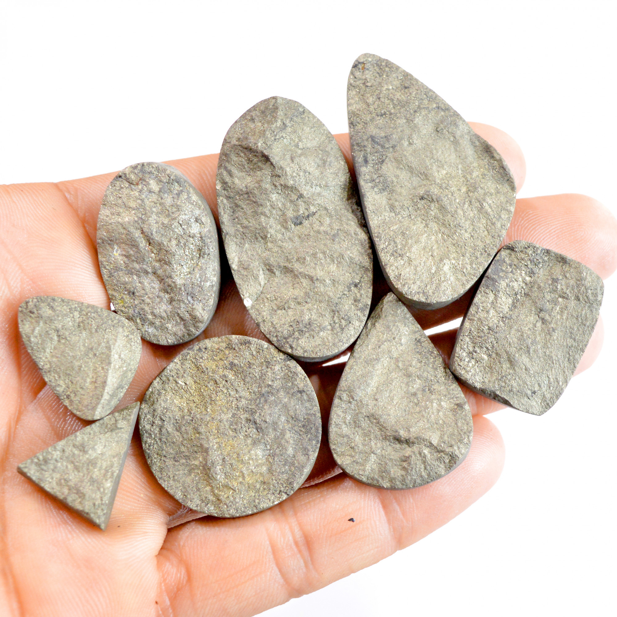 8 Pcs 525 Cts Natural Pyrite Druzy Mix Shape Loose Gemstone Lot 21x16-46x25mm 2648