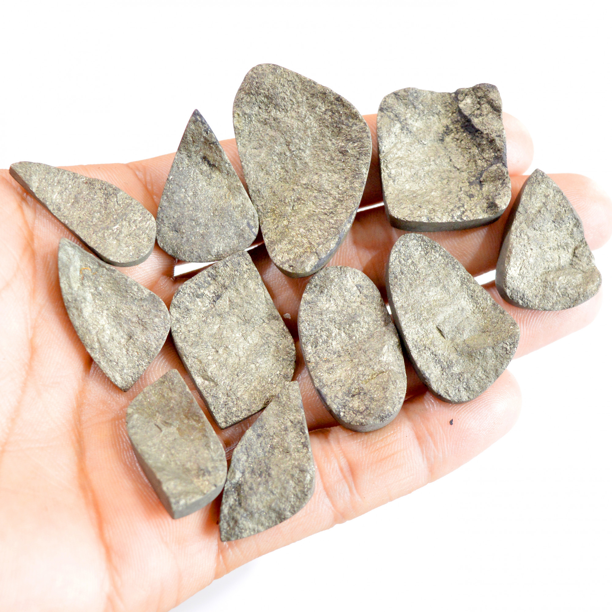 11 Pcs 494 Cts Natural Pyrite Druzy Mix Shape Loose Gemstone Lot 28x15-40x25mm 2649