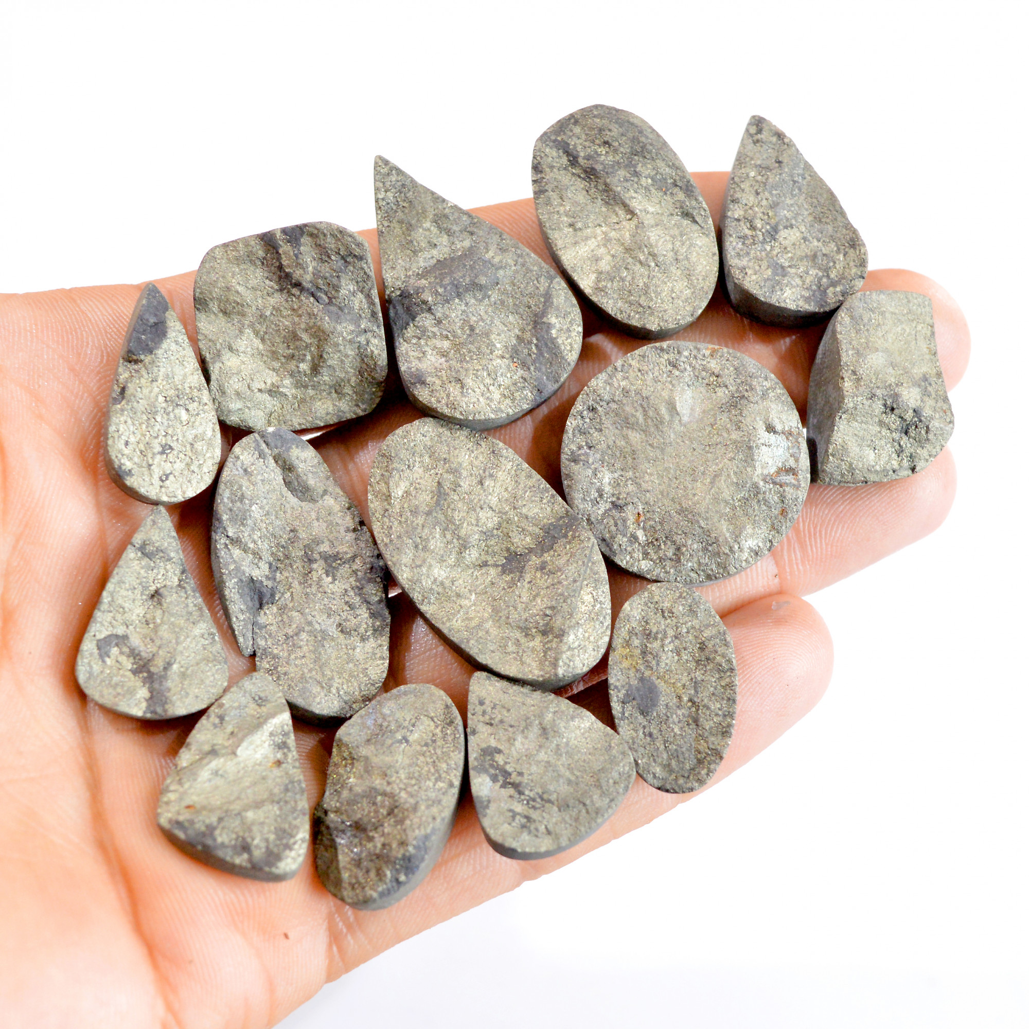 14 Pcs 584 Cts Natural Pyrite Druzy Mix Shape Loose Gemstone Lot 21x17-33x19mm 2651